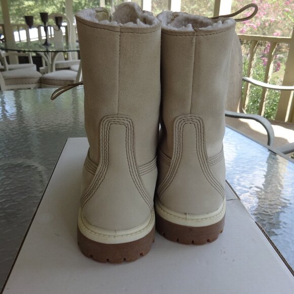 Timberland Teddy women's size 7.5 light Grey nubuck leather lace up boots, - Picture 10 of 13